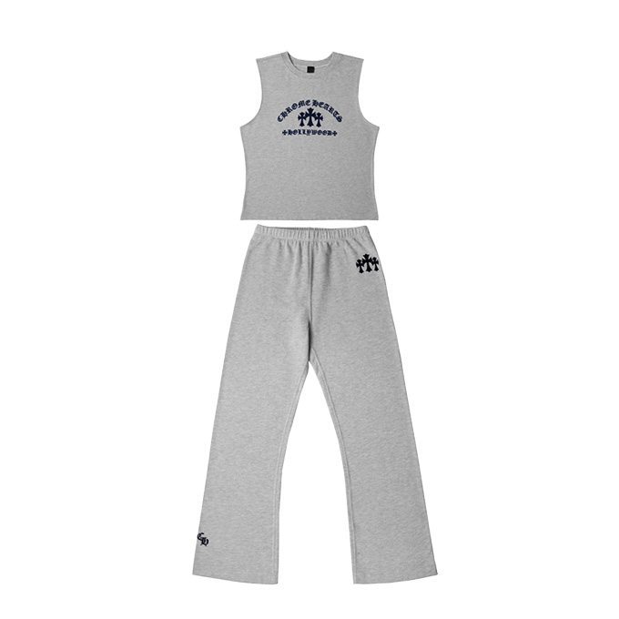 9a+ quality chrome hearts flocked logo tank top & trousers